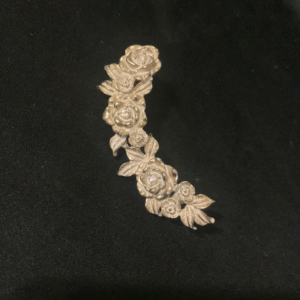 Silver floral ear cuff earring